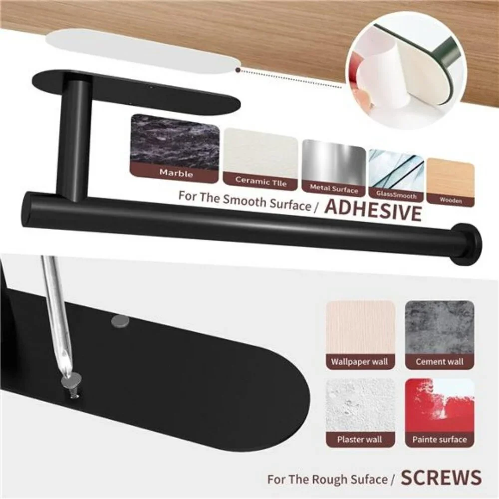 Stainless Steel Under Cabinet Paper Towel Holder Wall Mount Kitchen Rack